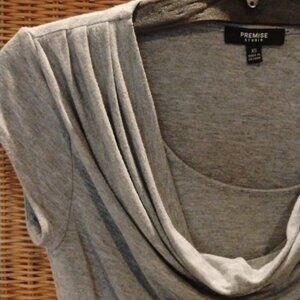 Grey tshirt Cowl Neckline Womens XS